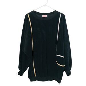 Young Stuff Vintage 80’s Sweatshirt Velvet Black Gold Silver USA Unisex Size L